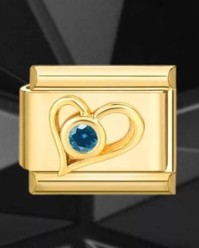 New gold heart blue crystal - new,