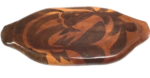 Vintage wood fish tray double - tray,