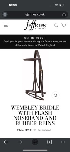 Jeffries wembley flash bridle - wembley,