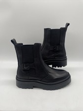 Barbour International Milla Black Leather Buckled Strap Boots UK 5 EU 38 BNWOB