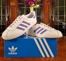 ADIDAS ORIGINALS MENS MUNCHEN TRAINERS WHITE / PURPLE ALL SIZES UK 8 9   10  11