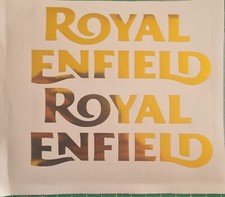 2 x tank decals stickers compatible with Royal Enfield motorcycles logo Text 