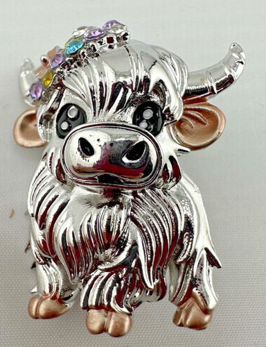 Highland cow brooch silver - cow,
