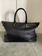 Ladies Lulu Guinness Black 100% Leather Handbag, Approx 16” x 10”, Good Conditio