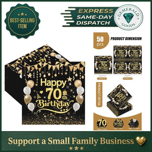 Disposable black gold 70th - black,