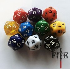 D20 poly dice 20-sided 20mm D&D Infinity RPG die colours acrylic UK red orange