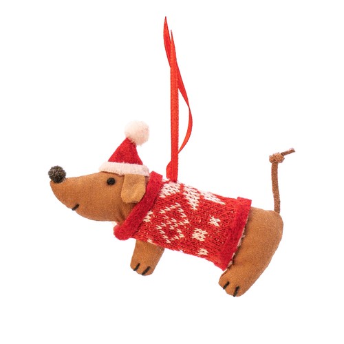 Fabric sausage dog christmas - fabric,