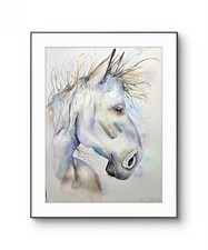 Original watercolour painting HORSE signed Elle Smith, Fine art, Animal Art
