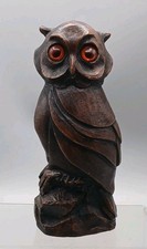 Vintage Hand Carved Wooden Owl