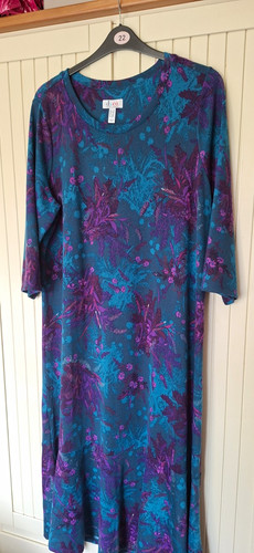Denim teal purple floral - &,