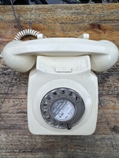 Vintage Old Rotary Dial Telephone 50s/60s Landline Dialer - White/Cream