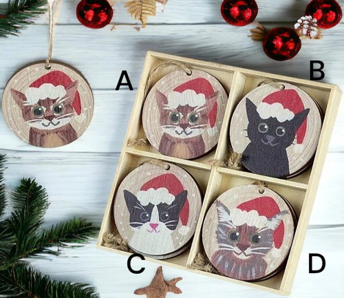 Wooden christmas cats - christmas,