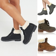 Womens Ankle Boots Faux Fur