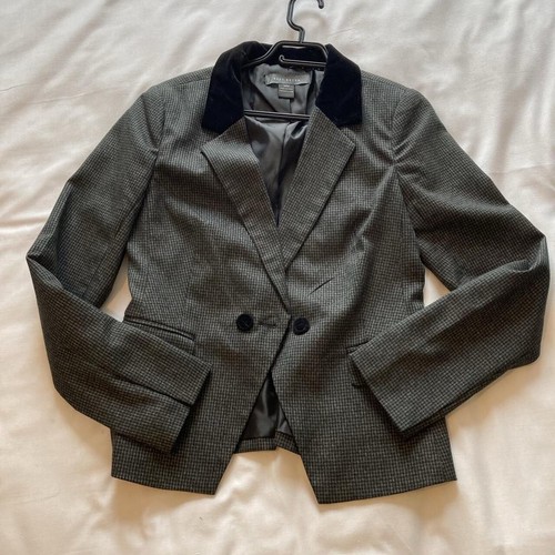 Grey checkered double - double, button