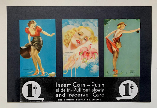 Vintage mutoscope arcade - vintage, cards