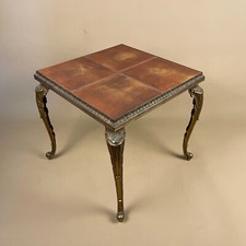 Antique Brass Metal Gold Coffee Table Decorative Tiled Top Stone Square Ornate