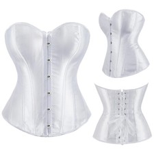 Women Overbust Boned Corset Top Burlesque Waist Cincher Lace Up Costumes Bustier