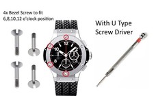 4X Silver Screw for Strap Bezel Hublot Bigbang Classic Fusion with Screw Driver