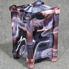 Antique Victorian Swirled Purple Slag Glass Sowerby Square Footed Spill Vase