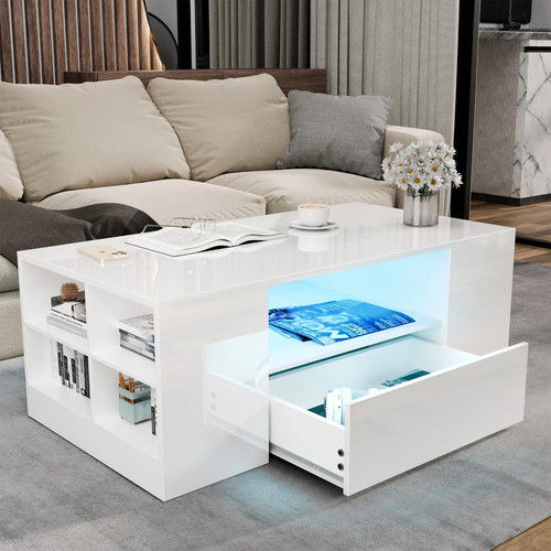 Led coffee table - led, wooden