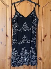 Miss Selfridge Black Embellished Beaded Dress Size 12