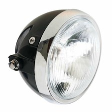 NEW HEADLIGHT TO FIT HONDA CG125 WITH SIDE LIGHT BLACK SHELL CHROME RIM MPF BULB
