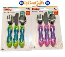 Nuby Stainless Steel Cutlery Fork Knife Spoon 3pc Child Toddler Training Set New