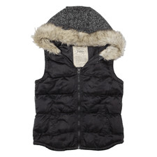 ZARA TRAFALUC Womens Puffer Gilet Black Hooded M