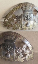 OLD FRENCH WHITE METAL BADGE / FIREMAN HELMET SAPEURS POMPIERS / 19th C.