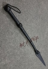 Top Grain Leather Braided Riding Crop Devil Whip Dragon Tail Flogger Bullwhip