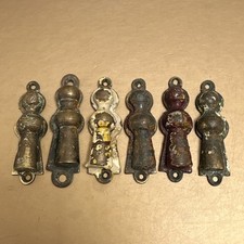 Six Brass Victorian Escutcheon Key Hole Cover Lady Swing Antique