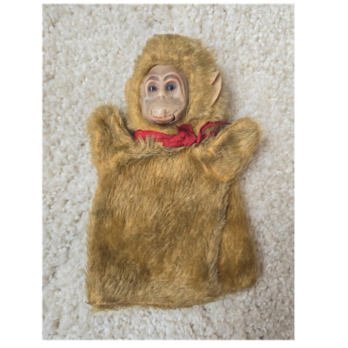 Vintage brown fur hand puppet - fur,