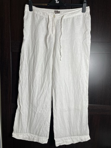 100 linen white wide - wide, leg