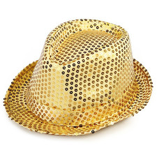 UNISEX ADULTS FEDORA TRILBY SEQUIN GANGSTER HAT FANCY DRESS DANCE PARTY 