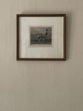 Coursing Antique Coloured Print Framed & Glazed Circa 1830s Size 12” X 11”