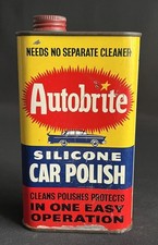 AUTOBRITE SILICONE MOTOR CAR POLISH VINTAGE CAN AUTOMOBILE PAINT WAX DISPLAY TIN