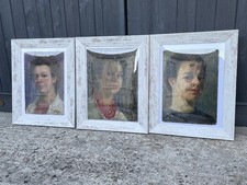 X3 Vintage Self Portrait Oil Paintings By Constance Nash