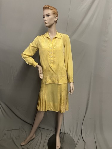 Yellow silk 2pc 1920 dress - 2pc, 1920’s
