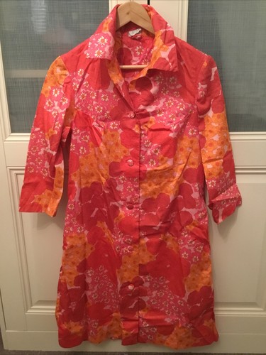 1960s housecoat overall floral - housecoat,