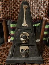 Wooden Carved Bones Skull