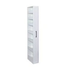 7-Tier White Wood Narrow