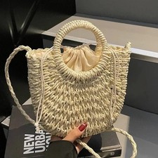 Women's straw woven beach