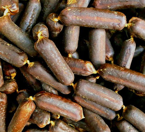 Black pudding sausages paddock - pudding,