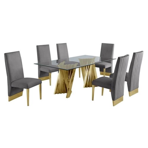 Clear glass dining set with - glass,