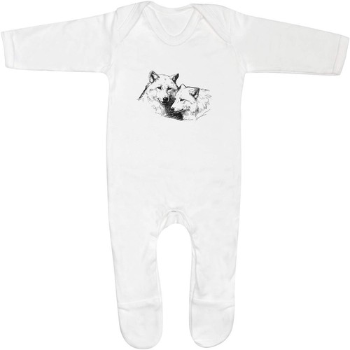 Wolf couple baby sleepsuit - couple',