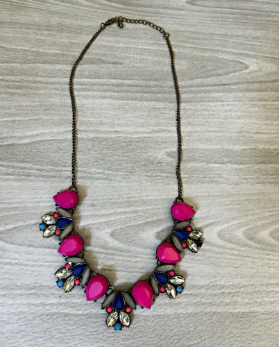 Statement bib necklace pink - bib,