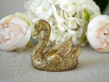 Vintage Solid Brass Swan