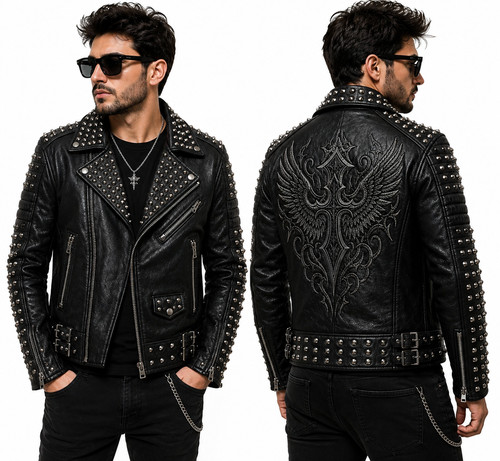 Men black studded - black,