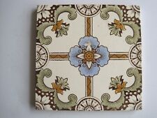 ANTIQUE PILKINGTONS PRINT & TINT AESTHETIC BLUE FLORAL WALL TILE C1892 - 1909
