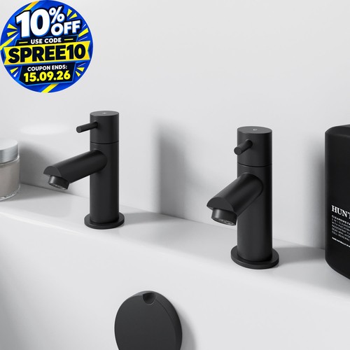 Matt black bath pillar taps - matt,